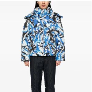 ERL Blue Skull Padded Puffer Jacket with Hood | L